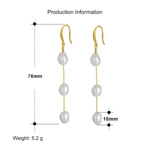 925 Sterling Silver Fresh Water Pearl Dangle Tassel Earring 50100033