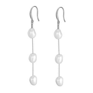 925 Sterling Silver Fresh Water Pearl Dangle Tassel Earring 50100033