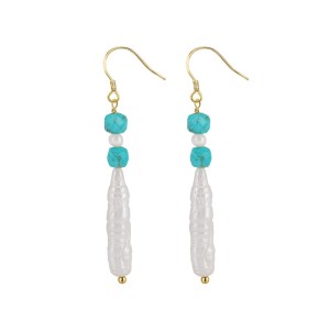 S925 Bohemia Turquoise Fresh Water Pearl Dangle Earring 50100034