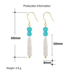 S925 Bohemia Turquoise Fresh Water Pearl Dangle Earring 50100034