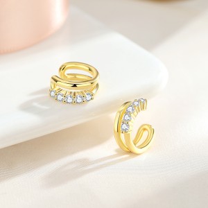 1pcs 925 Sterling Silver Double Row CZ Ear Cuff 50300010