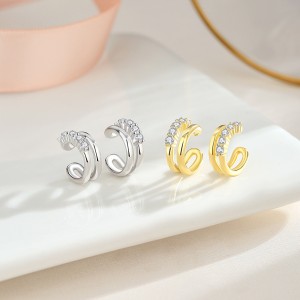 1pcs 925 Sterling Silver Double Row CZ Ear Cuff 50300010