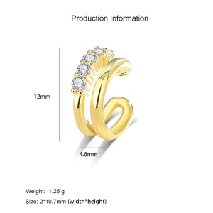 1pcs 925 Sterling Silver Double Row CZ Ear Cuff 50300010