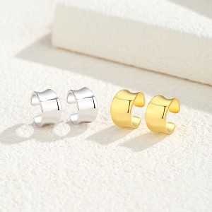 1pcs 925 Sterling Silver Wide Concave Mirror Ear Cuff 50300013