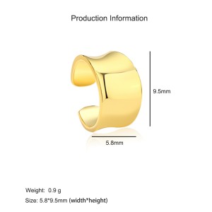 1pcs 925 Sterling Silver Wide Concave Mirror Ear Cuff 50300013