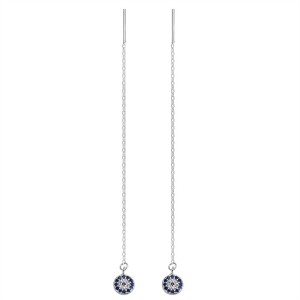 925 Sterling Silver Evil Eye Thread Through Earrings 50500003