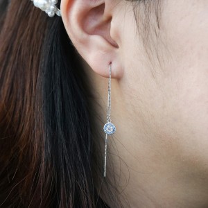 Box Chain Zirconia Eyes Thread Through Earring 50500004 Box Chain Zirconia Eyes Thread Through Earring 50500004