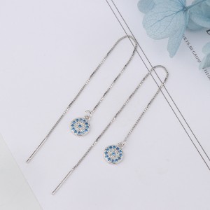 Box Chain Zirconia Eyes Thread Through Earring 50500004 Box Chain Zirconia Eyes Thread Through Earring 50500004