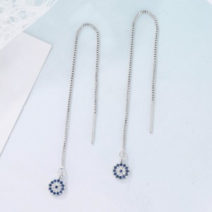 Box Chain Zirconia Eyes Thread Through Earring 50500004 Box Chain Zirconia Eyes Thread Through Earring 50500004