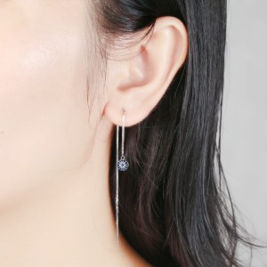 Box Chain Zirconia Eyes Thread Through Earring 50500004 Box Chain Zirconia Eyes Thread Through Earring 50500004