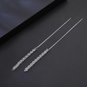 925 Sterling Silver Thread Through Tassel Earring 50500005