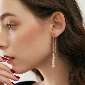 925 Sterling Silver Fresh Water Pearl Thread Through Earring 50500006