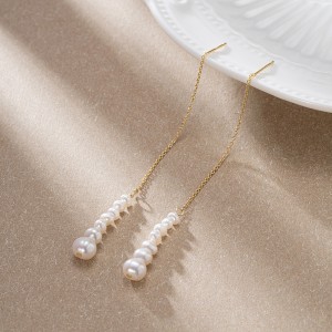 925 Sterling Silver Fresh Water Pearl Thread Through Earring 50500006