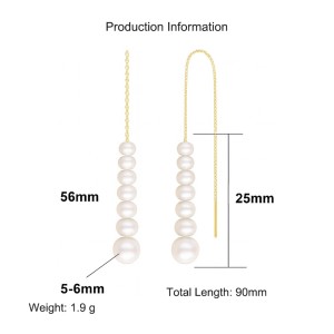 925 Sterling Silver Fresh Water Pearl Thread Through Earring 50500006