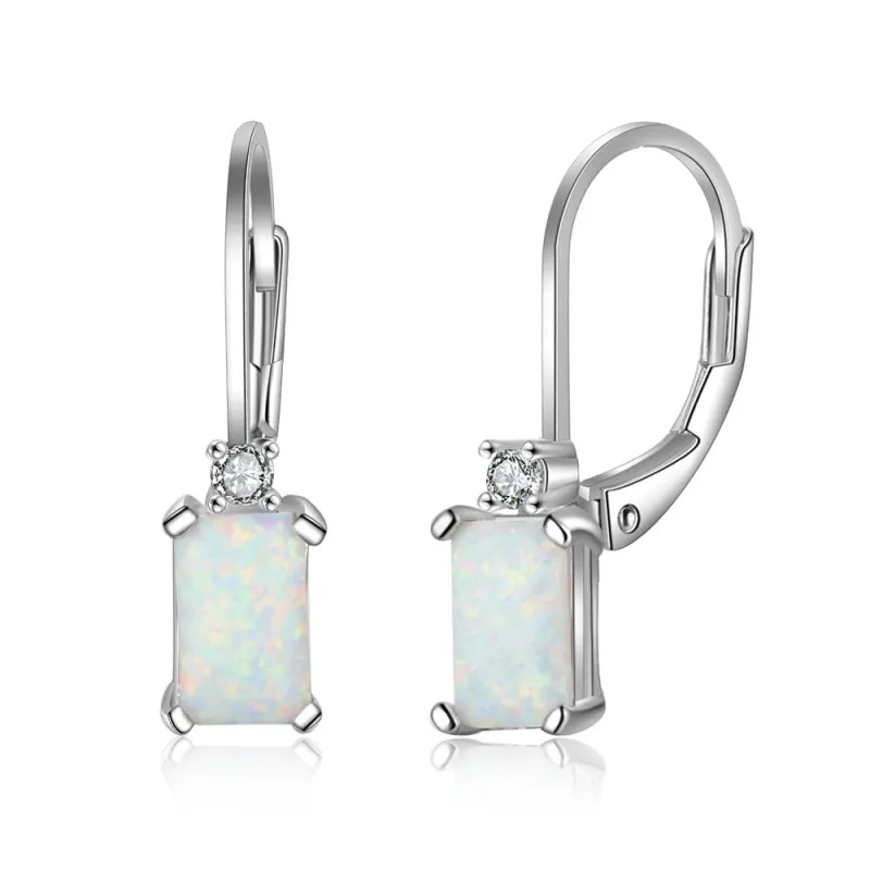 Rectangle Opal Lever Back Earring 50600002