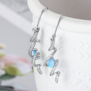 Zirconia Blue Opal Lever Back Earring 50600004 Zirconia Blue Opal Lever Back Earring 50600004