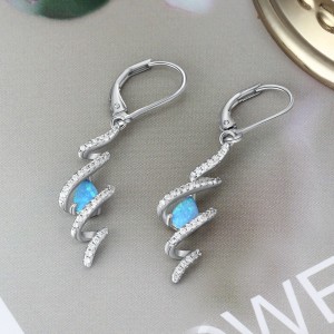 Zirconia Blue Opal Lever Back Earring 50600004 Zirconia Blue Opal Lever Back Earring 50600004