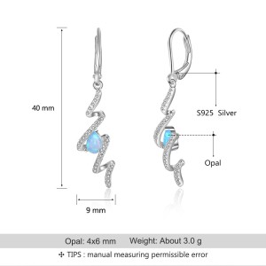 Zirconia Blue Opal Lever Back Earring 50600004 Zirconia Blue Opal Lever Back Earring 50600004
