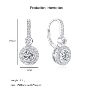 925 Sterling Silver CZ Halo Drop Level Back Earring 50600007