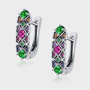 Vintage Rainbow Zirconia Clip Hoop Earrings 60200053 Vintage Rainbow Zirconia Clip Hoop Earrings 60200053