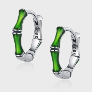 Vintage Enamle Bamboo Joint Hoop Earrings 60200054