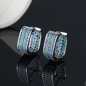 Two Tone Zirconia Wide Hoop Earrings 60200056