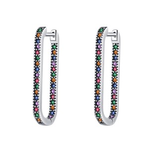 Rainbow Zirconia U Shape Hoop Earrings 6020002 Rainbow Zirconia U Shape Hoop Earrings 6020002
