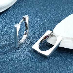 Rainbow Zirconia Rectangle Hoop Earrings 6020063 Rainbow Zirconia Rectangle Hoop Earrings 6020063