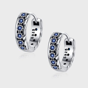 Vintage Blue Zirconia Flower Hoop Earrings 60200071 Vintage Blue Zirconia Flower Hoop Earrings 60200071