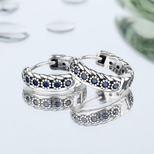 Vintage Blue Zirconia Flower Hoop Earrings 60200071 Vintage Blue Zirconia Flower Hoop Earrings 60200071