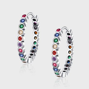 Rainbow Bubble Zirconia Hoop Earrings 60200072 Rainbow Bubble Zirconia Hoop Earrings 60200072