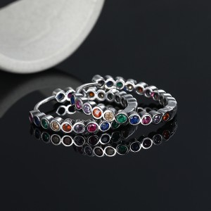 Rainbow Bubble Zirconia Hoop Earrings 60200072 Rainbow Bubble Zirconia Hoop Earrings 60200072
