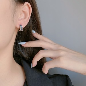 Vintage Two Rows Zirconia Hoop Earrings 60200074 Vintage Two Rows Zirconia Hoop Earrings 60200074