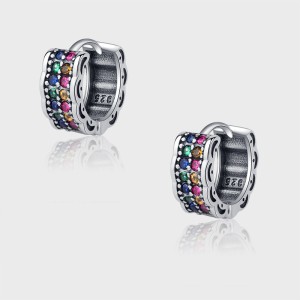 Vintage Two Rows Zirconia Hoop Earrings 60200074 Vintage Two Rows Zirconia Hoop Earrings 60200074