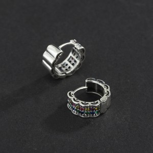 Vintage Two Rows Zirconia Hoop Earrings 60200074 Vintage Two Rows Zirconia Hoop Earrings 60200074