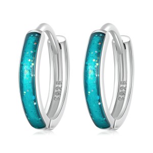 Blue Enamel Sequin Hoop Earrings 60200078 Blue Enamel Sequin Hoop Earrings 60200078
