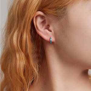 Blue Enamel Sequin Hoop Earrings 60200078 Blue Enamel Sequin Hoop Earrings 60200078