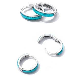 Blue Enamel Sequin Hoop Earrings 60200078 Blue Enamel Sequin Hoop Earrings 60200078