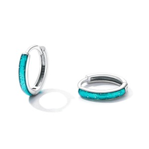 Blue Enamel Sequin Hoop Earrings 60200078 Blue Enamel Sequin Hoop Earrings 60200078
