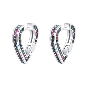 Vintage Rainbow Zirconia Heart Hoop Earrings 60200079 Vintage Rainbow Zirconia Heart Hoop Earrings 60200079