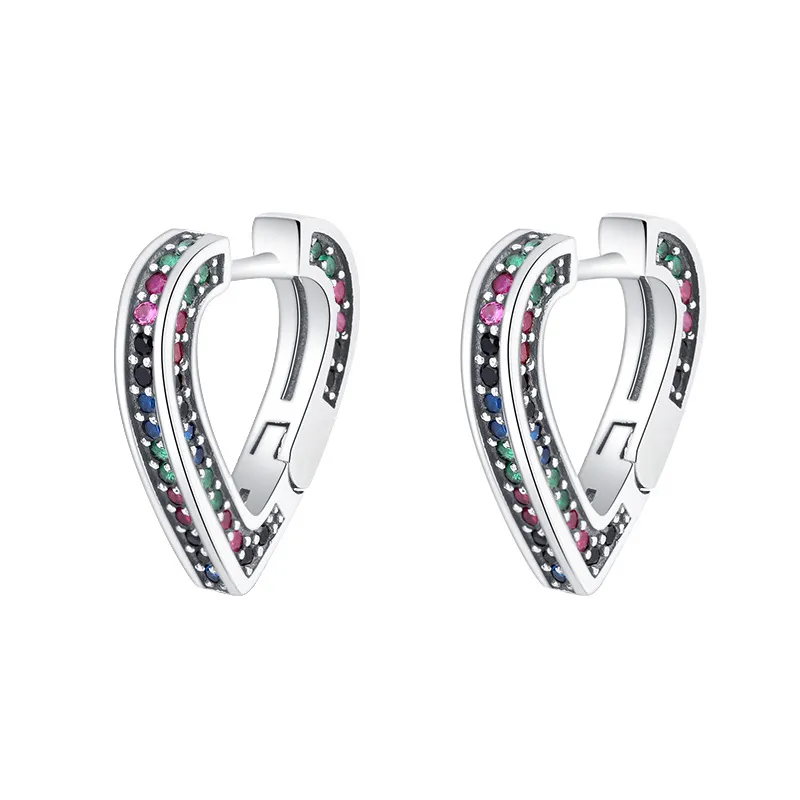 Vintage Rainbow Zirconia Heart Hoop Earrings 60200079 Vintage Rainbow Zirconia Heart Hoop Earrings 60200079