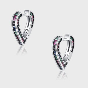 Vintage Rainbow Zirconia Heart Hoop Earrings 60200079 Vintage Rainbow Zirconia Heart Hoop Earrings 60200079