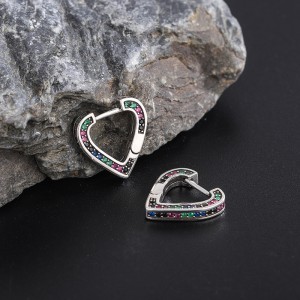 Vintage Rainbow Zirconia Heart Hoop Earrings 60200079 Vintage Rainbow Zirconia Heart Hoop Earrings 60200079