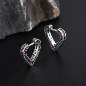 Vintage Rainbow Zirconia Heart Hoop Earrings 60200079 Vintage Rainbow Zirconia Heart Hoop Earrings 60200079