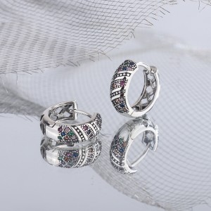 Vintage Rainbow Zirconia Linear Hoop Earrings 60200085