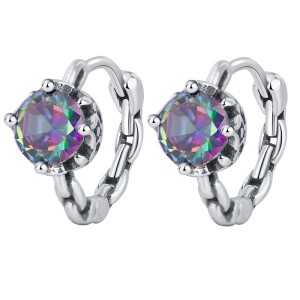 Mystic Rainbow Zirconia Huggie Hoop Earrings 60200097 Mystic Rainbow Zirconia Huggie Hoop Earrings 60200097