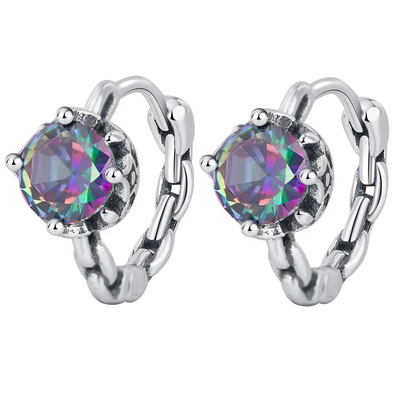 Mystic Rainbow Zirconia Huggie Hoop Earrings 60200097 Mystic Rainbow Zirconia Huggie Hoop Earrings 60200097