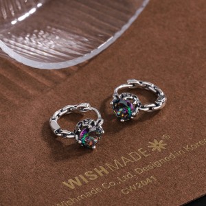 Mystic Rainbow Zirconia Huggie Hoop Earrings 60200097 Mystic Rainbow Zirconia Huggie Hoop Earrings 60200097
