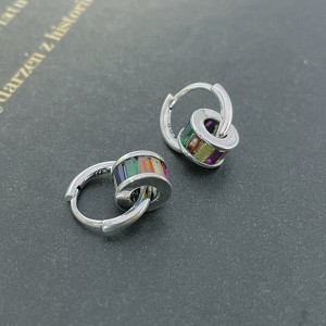 Rainbow Zirconia Small Waist Hoop Earrings 60200100