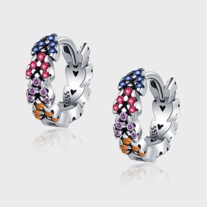 Rainbow Arrow Zirconia Hoop Earrings 60200107